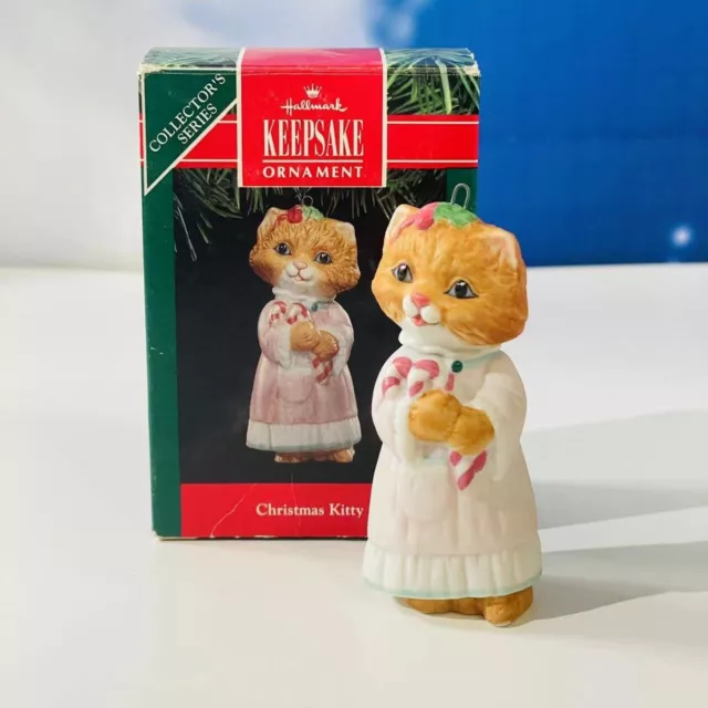 Keepsake Hallmark 1991 Candy Canes 'Christmas Kitty -Fine Porcelain' Series MIB