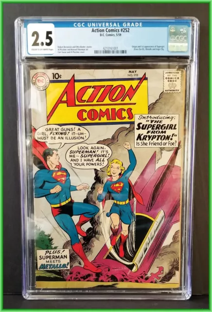 Action Comics #252 (1959) 1St Appearance & Origin Of Supergirl & Metallo Cgc 2.5