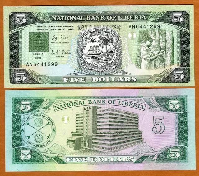 Liberia, 5 dollars, 1991, P-20 UNC