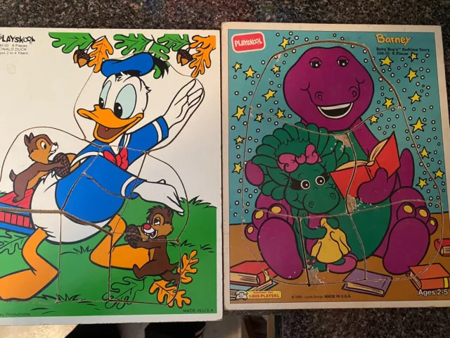 Vintage PLAYSKOOL DISNEY Wooden Children's Puzzles Lot Sesame Street Pinocchio