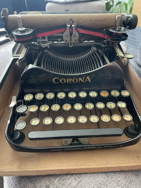 Corona Folding Portable Vintage 1930's Typewriter With Box