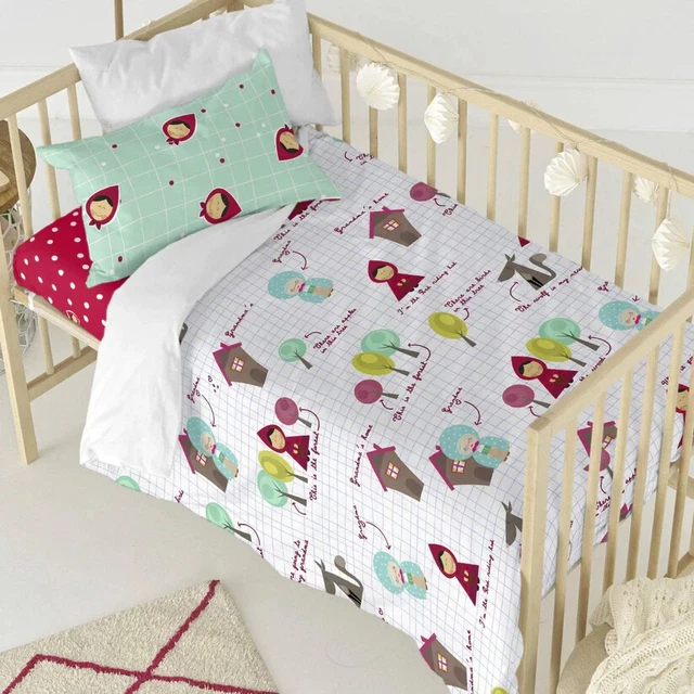 Housse de couette + taie d'oreiller Le Petit Chaperon Rouge 100% coton
