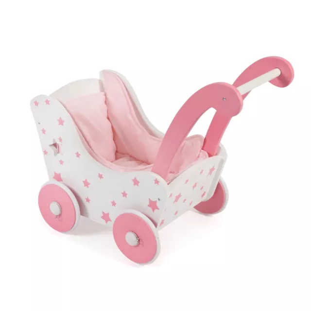 Bayer Chic 2000 Holz-Puppenwagen Stars pink Schiebehöhe 43 cm Lauflernwagen