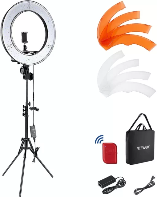 Neewer 18" LED Ring Light 55W 5500K Dimmable Ring Light Kit for Studio Shooting