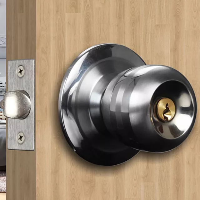 Aluminum Alloy Round Door Knobs Rotation Lock Knobset Handle Metal Door K'm'
