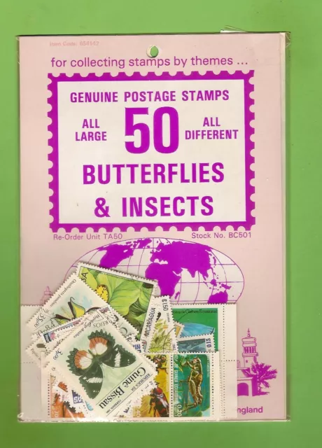 #D172. Pack Of 50 Insects & Butterflies  Thematic Stamps