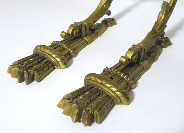 Pair Large Antique French Victorian Style Ornate Cast Brass Curtain Tie Backs 12