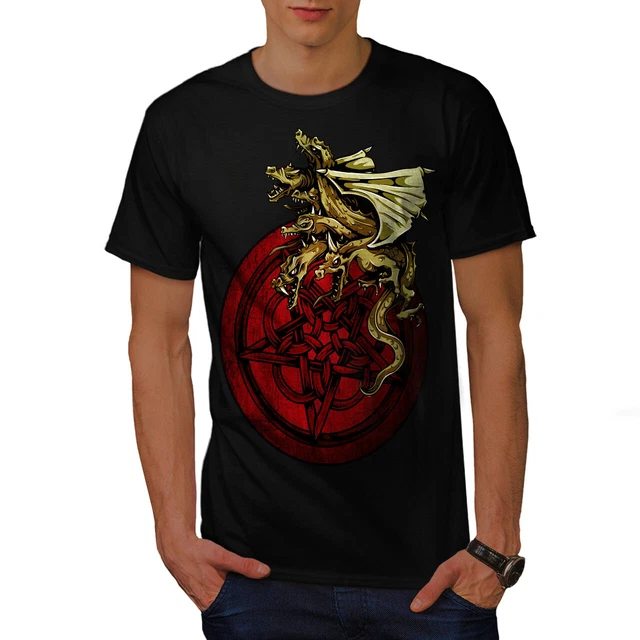 Wellcoda Dragon Mystic Art Mens T-shirt, Myth Graphic Design Printed Tee