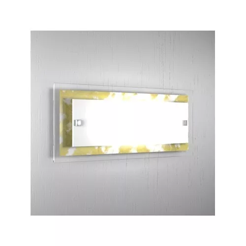 Applique moderna vetro bianco oro 2 luci parete soffitto plafoniera rettangolo