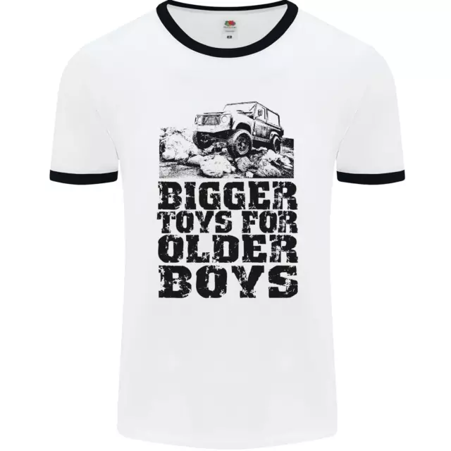 Bigger Toys Older Boys Off Roading Road 4x4 Mens White Ringer T-Shirt