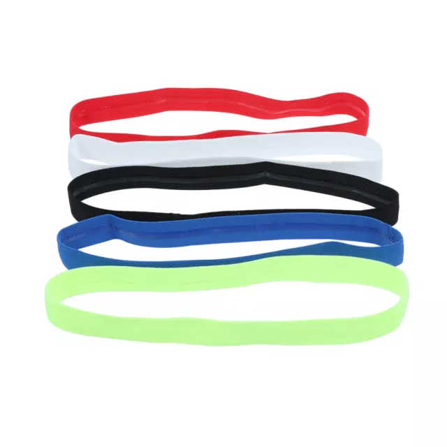 5pcs Sports Headband No Grip Hairband Elastic Single Band Silicone Lined