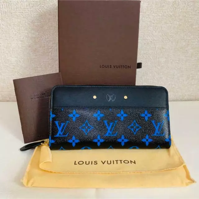 Louis Vuitton Monogram Zippy Wallet Black Blue M67235 Pre-owned