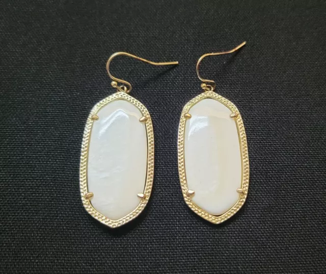 Kendra Scott Gold Tone Mother of Pearl Drop Earrings