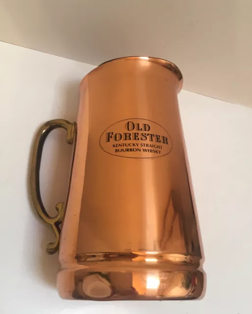 Vintage Old Forester Kentucky Straight Bourbon Whiskey copper and brass pitcher