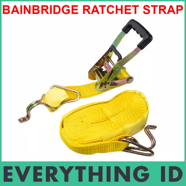 BAINBRIDGE RATCHET TIE DOWN STRAP AS4380 50mm x 9m 2500kg L/C WITH HOOK & KEEPER