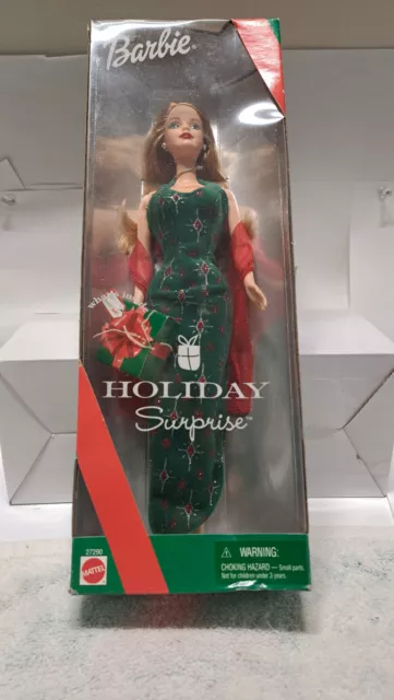 2000 Mattel Holiday Surprise Barbie Christmas Doll Green Dress  NIB