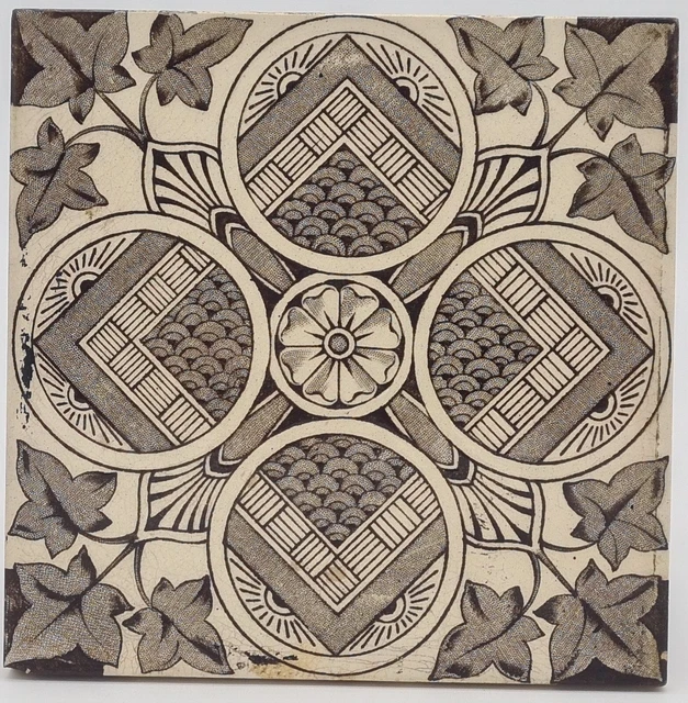 Antique Fireplace Tile Aesthetic Transfer Printed C1880 AE3