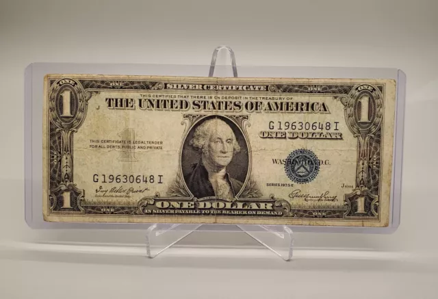 1935 Series E One Dollar Blue Seal Note Silver Certificate Old US Bill $1 Money
