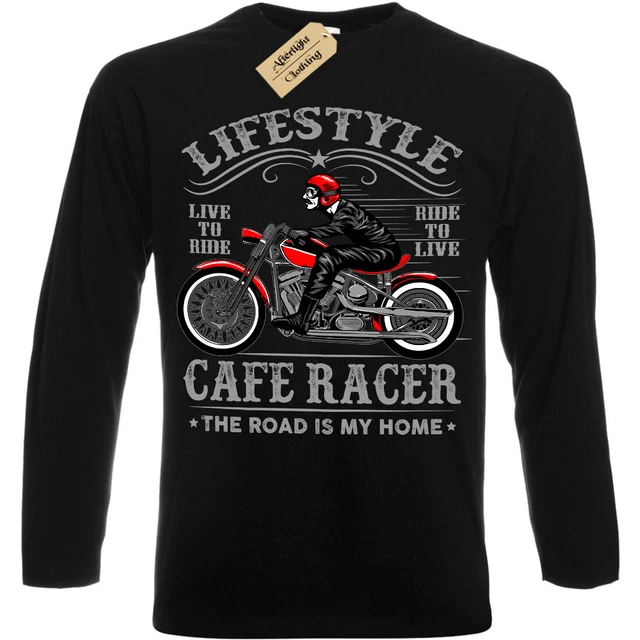 T-shirt lifestyle biker moto cafe racer uomo manica lunga