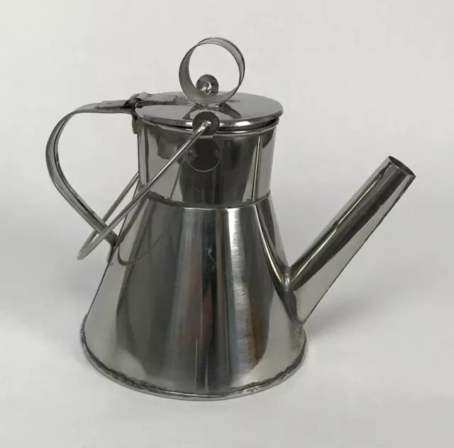 Civil War Coffee Boiler with Spout - Stainless "Tin" Camp Kettle - Small Size