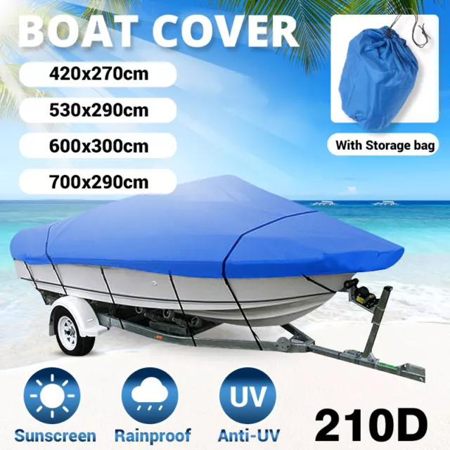 210D 11-22ft Bleu Housse Bâche de Bateau Gris Protection V-Complet Imperméable