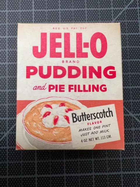 VINTAGE 1950's JELL-O BUTTERSCOTCH PUDDING & PIE FILLING Full Box OLD STOCK !