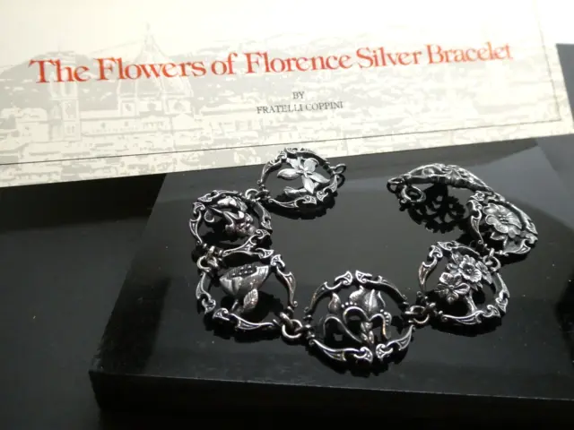 FRATELLI COPPINI " FLOWERS OF ITALY" Sterling Silver 925 Bracelet Size 7" NEW