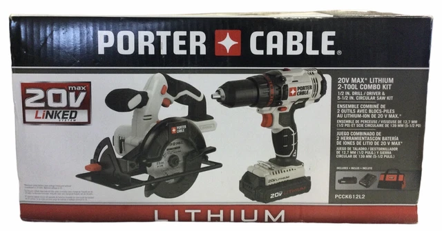 PORTER CABLE PCCK612L2 2 Tool Combo Kit 1 2 Drill Driver 5 1 2