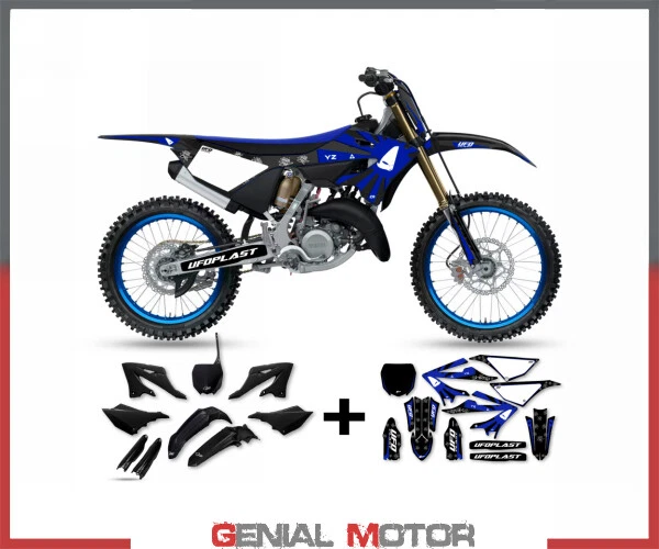 KIT PLASTICHE + decalcomanie ufo plast Akaishi Nero per Yamaha YZ 125
