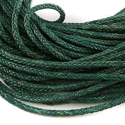 Cordón de cuero trenzado cuadrado | 3 mm - malla verde - cuero auténtico