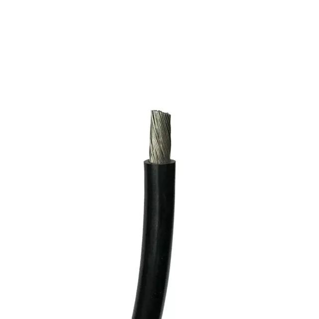 4 AWG Tinned Battery Cable, Tinned Copper Lead Wire w/ Black PVC, 12" Length