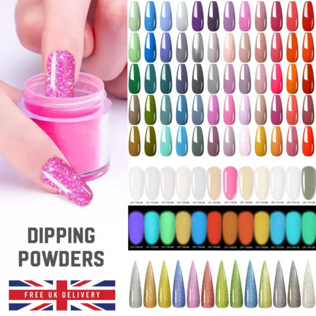 80 COLOURS ACRYLIC NAIL DIPPING POWDER 5 or 10 gram POT Clear Pink Dust DIP UK