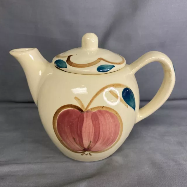 VINTAGE PURITAN POTTERY APPLE & PEAR Hand Painted TEAPOT