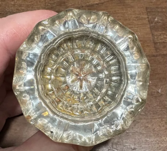 Antique Vintage 12 Point  clear Crystal Glass Door Knob.