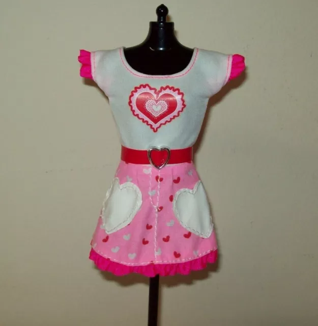 Barbie Pink White Dress Hearts Belt 1996 VALENTINE FUN Doll Clothes Mattel D296