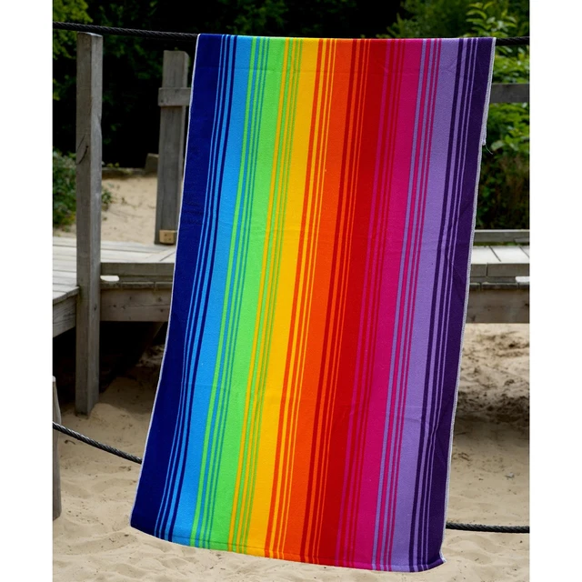 Regenbogen Mikrofaser Strandbad leicht gestreift Handtuch Urlaub Camping Fitnessstudio 7