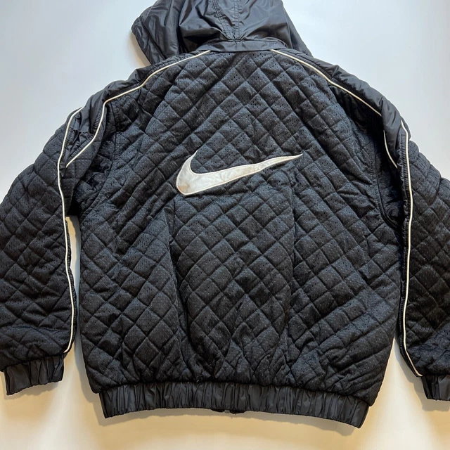 Vintage Nike Youth Boys Full Zip Quilted Puffer Jacket Size Large (12-14) Black