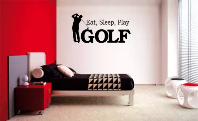 Eat Sleep Play Golf  Boy Lettering Decal Wall Vinyl Decor Sticker Room Sports