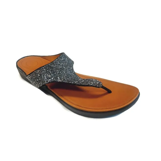 Fit Flop Banda II Quartz Slip On Toe Post Leather Sandals Womens Size 10 Shoes