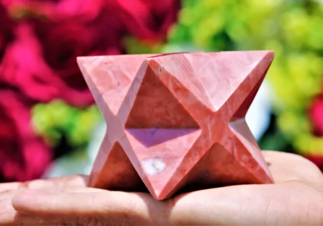 Huge 95MM Pink Bustamite Stone Aura Metaphysical Meditation Chakra Markaba Star
