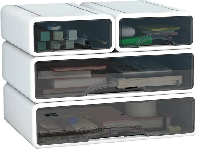 StackableOfficeStorageBox withDrawersOrganize,Desk Accessories PlasticStorageBox