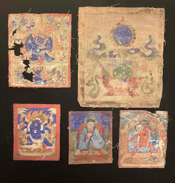 Antique Mongolian Tibetan Buddhist Various Thangka Painting