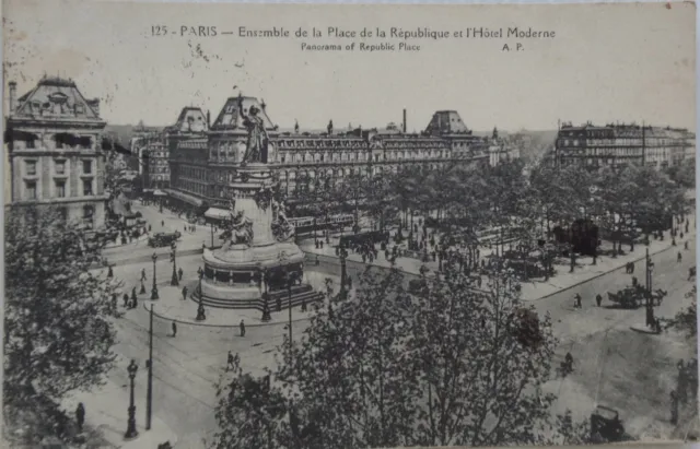 Paris 75cpa Ensemble De La Place Of République-l Hotel City Good Condition 1928
