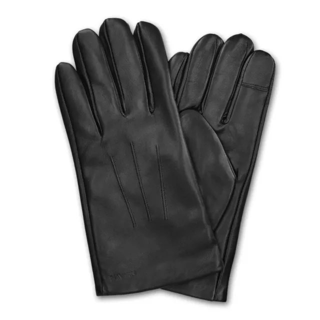 Guantes touchscreen táctiles de cuero piel de cordero y cachemir para hombres L