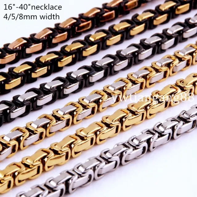 16~40" 4/5/8mm Fashion Stainless Steel Men Womens Byzantine Box Chain Necklace