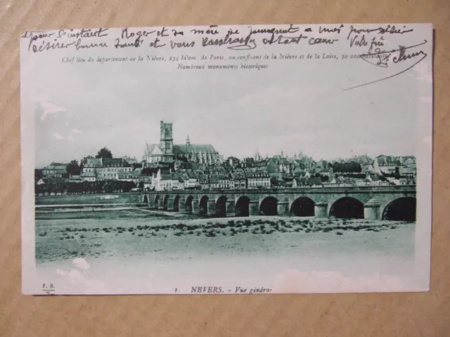 Cpa Nevers (58) Vue Generale. Pont. Cathedrale Romane Saint Cyr