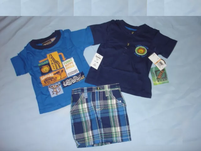 (3 piece set) Nannette Baby Boys 2 Shirts and short set NWT Baby Shower gift