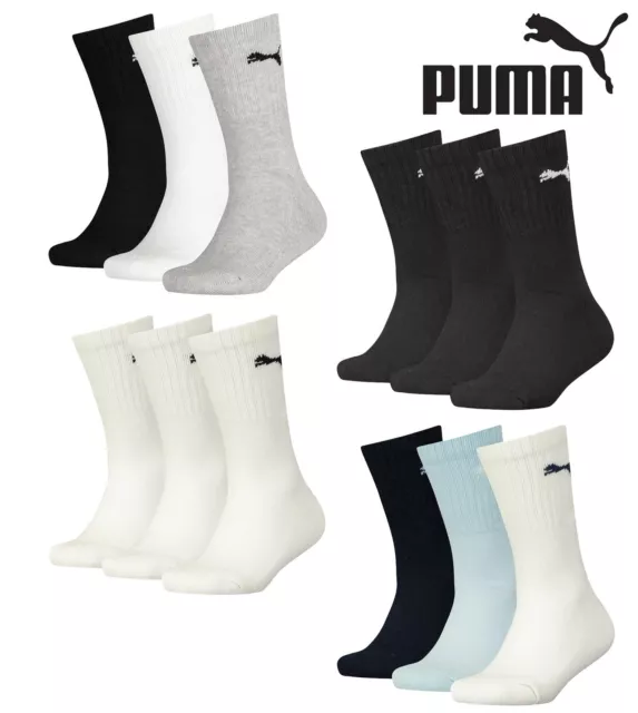 PUMA Kids Socks Boys Girls Cotton Cushioned Sole Crew Sports Sock (3 PACK)
