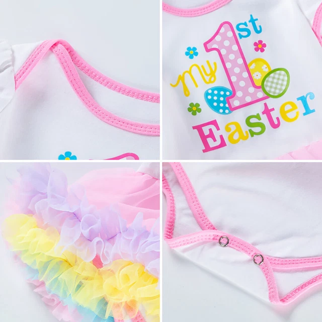 Set abiti scarpe tutù per neonati 1a Pasqua costume neonato 12