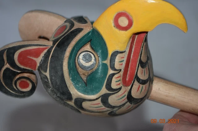 Orig $399 Northwest Coast Shaman Eagle Rattle, 14"
